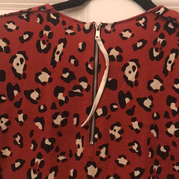 Orange and cheetah print shirt dress - Picture 3 of 5